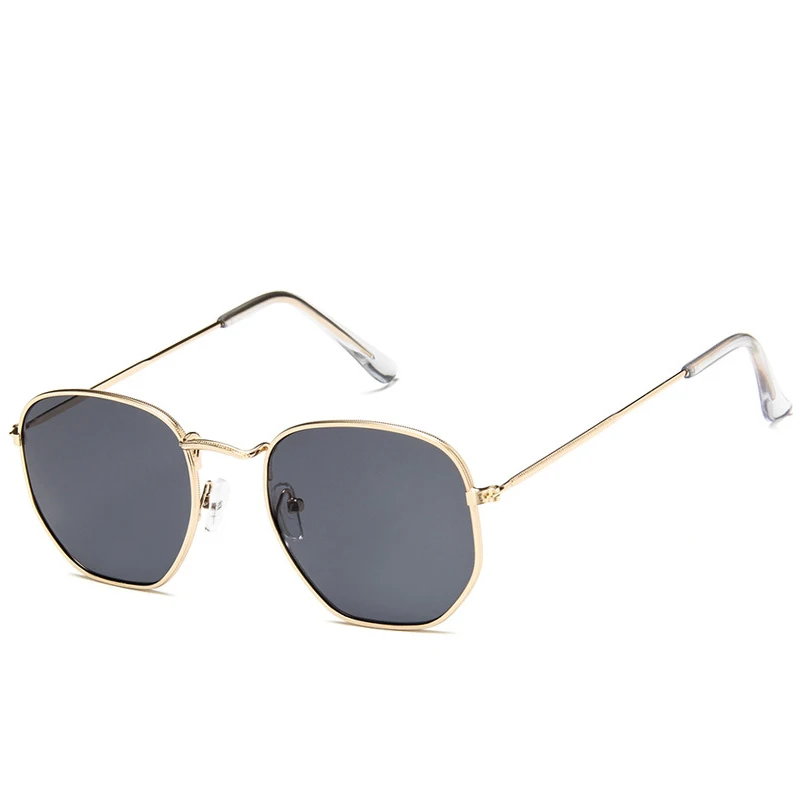 Xinfeite солнцезащитные очки Новая мода Полигональная металлическая оправа UV400 Солнцезащитные очки, прозрачные линзы обычные очки для мужчин и женщин X248 - Цвет линз: 7