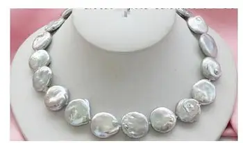 

Women Gift Freshwater 17" 20mm gray coin freshwater cultured pearl necklace Factory Wholesale price Women Giftword Jewelry