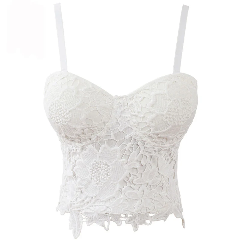 

White Hollow Out Floral Lace Bralette Women Bra Underwear Lingerie Push Up Bustier Crop Top Hot Sexy Brassiere Sujetador Encaje
