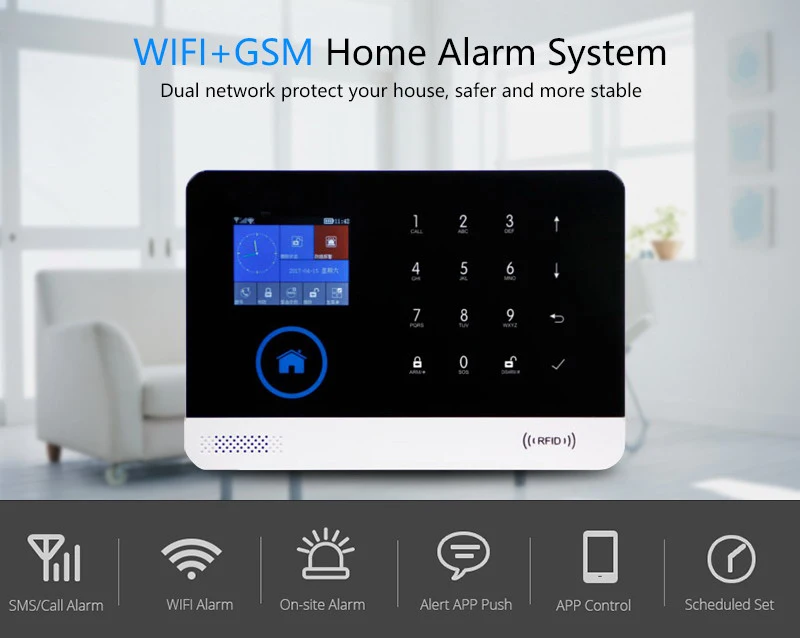 SmartYIBA GSM Home Alarm System Wireless Wifi GPRS App Remote Home Security Residential Alarm with Camera Audio Chat SMS Alert - Цвет: YB103