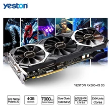 Yeston Radeon RX 580 GPU 4GB GDDR5 256 bit Gaming Desktop computer PC Video Graphics Cards support DVI/HDMI PCI-E X16 3.0