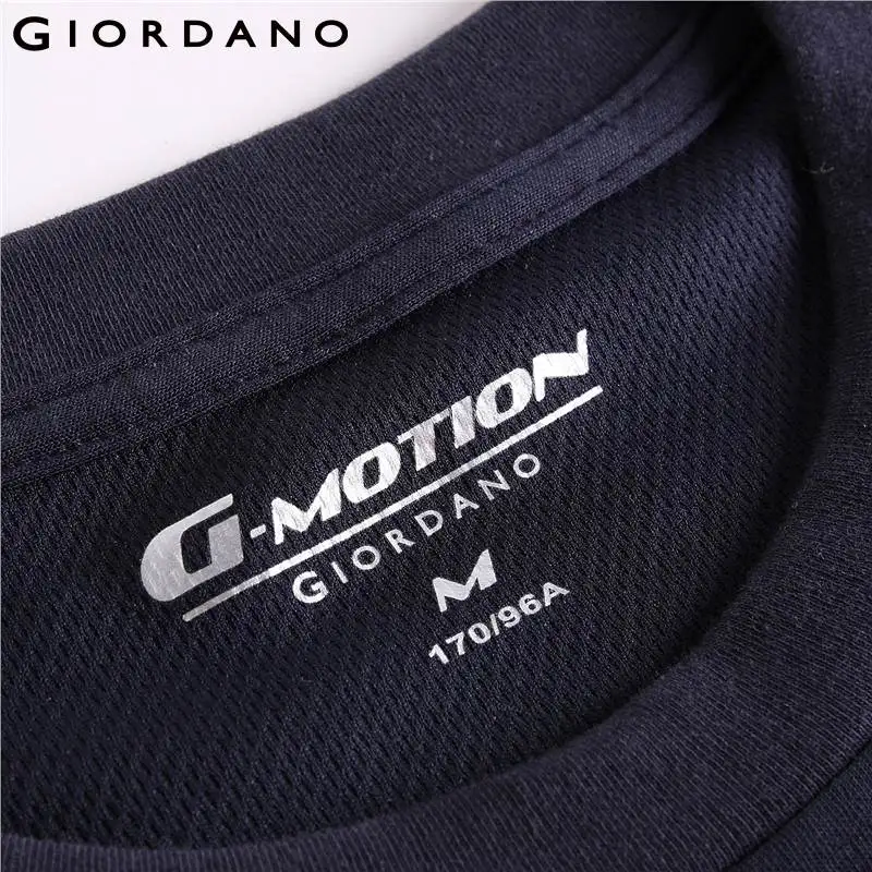 Giordano мужская быстросохнущая спортивная футболка с вышивкой на груди, есть несколько цветовых оттенков