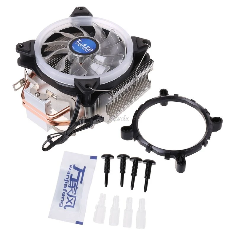

Cooling Fan CPU Cooler Computer Processor RGB Radiator 2 Heat Pipes for Intel and AMD