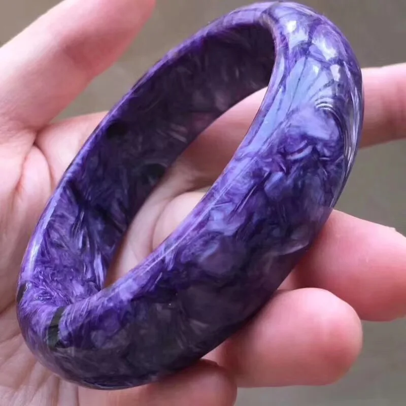 

Certificate 60.9mm Genuine Natural Purple Charoite Bangles Gemstone Crystal For Women Female Gift 18mm Size Fashion Bangle