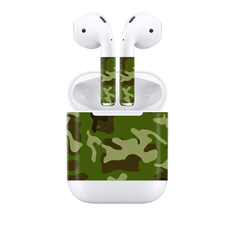 Прямая камуфляжная печать полная кожа Наклейка для Apple Airpods