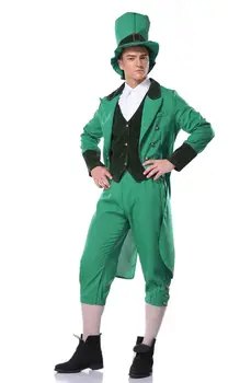 

Carnival Ringmaster Mens Fancy Dress Circus Lion Tamer Womens Adults Costume Green SM1909