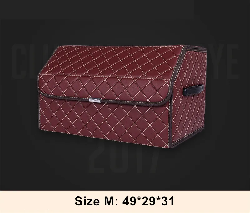 Autofans Складной автомобильный багажник из искусственной кожи, деревянный органайзер для багажника, складной органайзер для багажника авто, багажный багажник S04 - Название цвета: Diam Red M