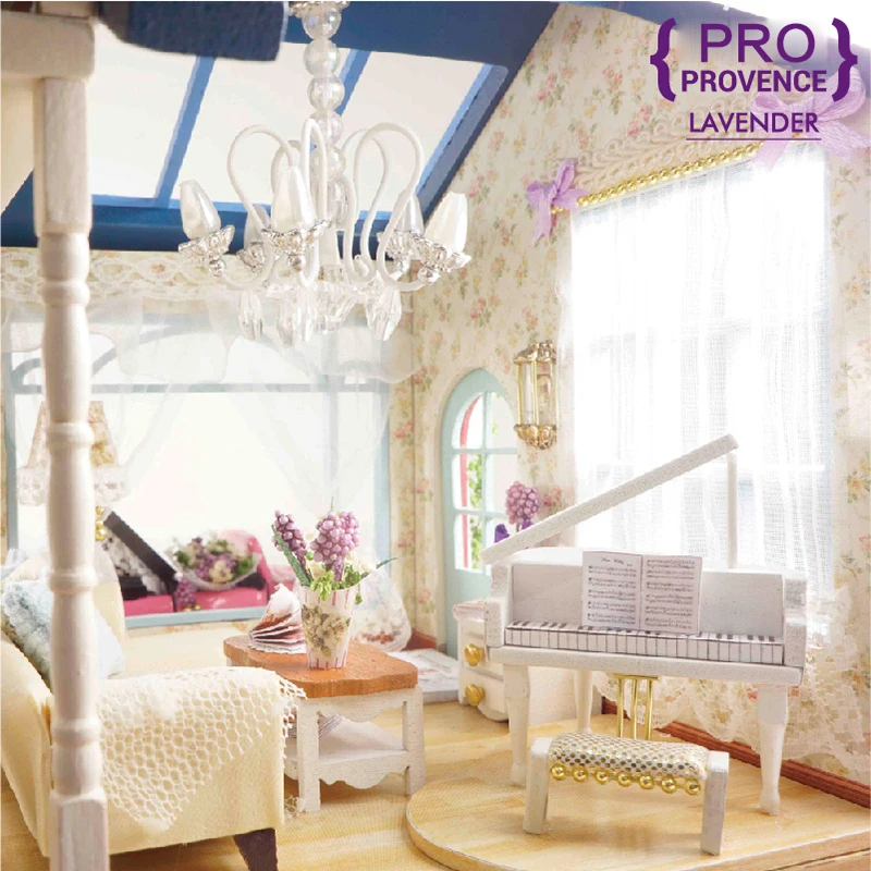  Cutebee DIY House Miniature with Furniture LED Music Dust Cover Model Building Blocks Toys for Chil - 32727391619