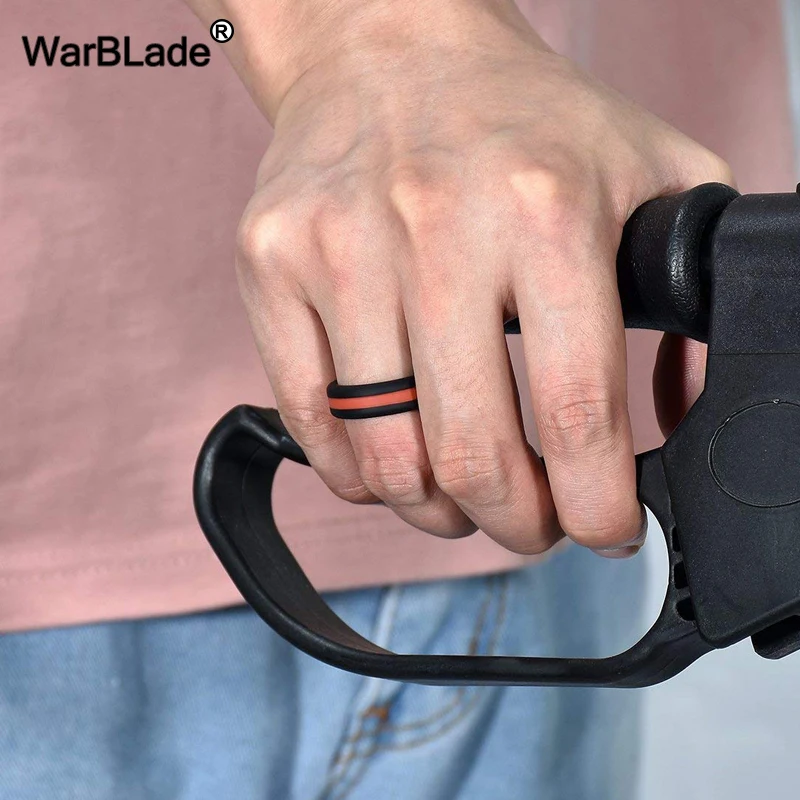 WBL Silicone Ring Men Women Engagement Wedding Rings Colorful Three Layered Hypoallergenic Crossfit Flexible Rubber Finger Rings 4