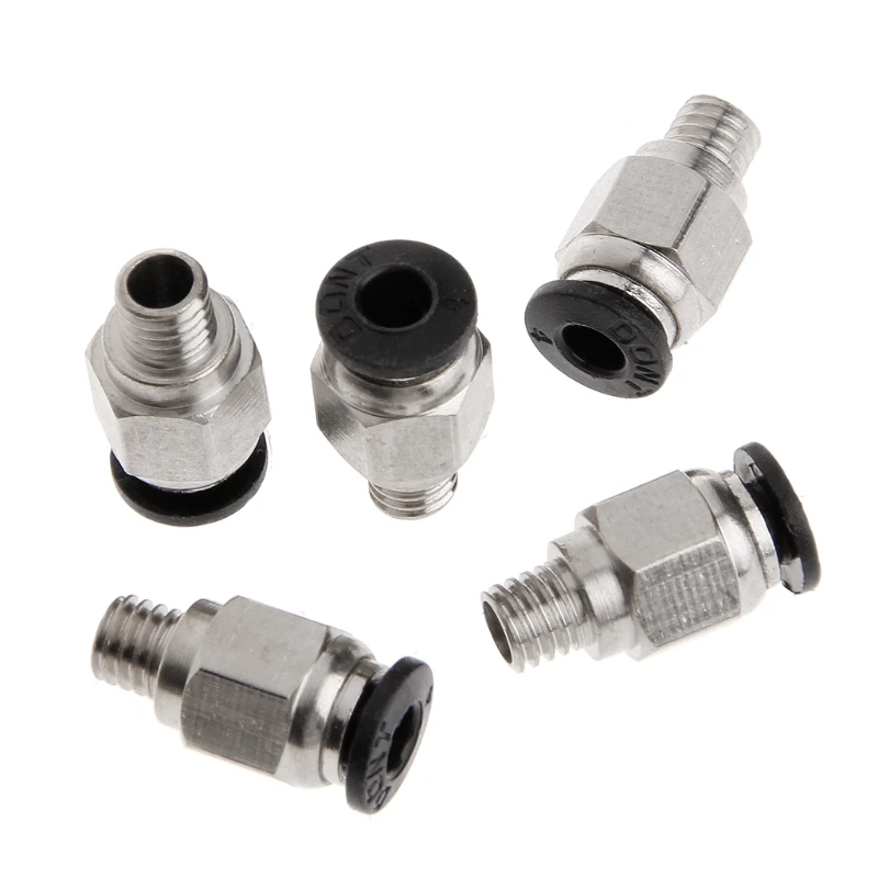 

YAM 5Pcs Pneumatic Fittings PC4-M6 Bore 4mm For 4mm PTFE Tube Connector Coupler