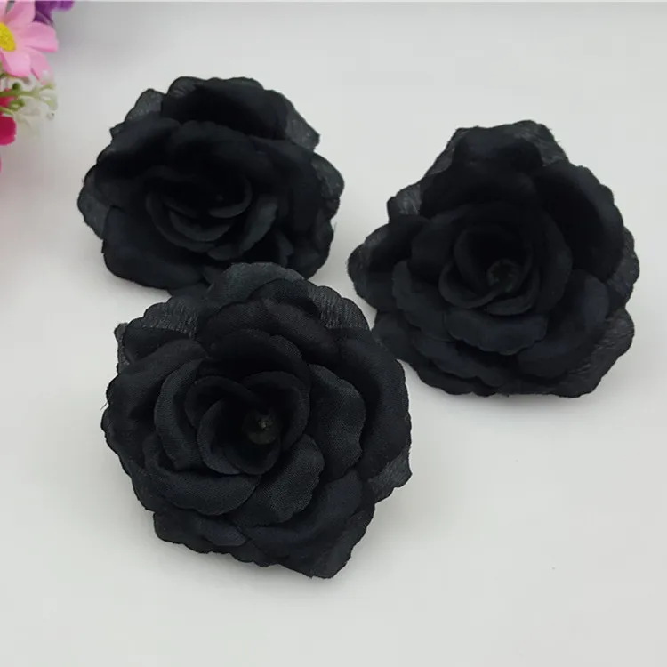 10PCS/Lot 17Colors 8CM Black Artificial Rose Silk Flower Heads
