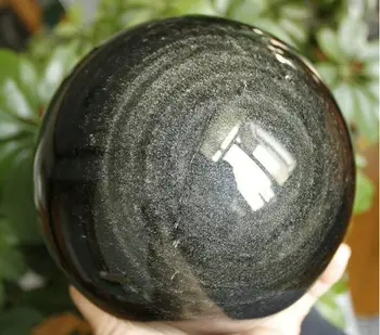 

159mm Large Natural Gold Sheen Obsidian Crystal Sphere Ball Gemstone Rare