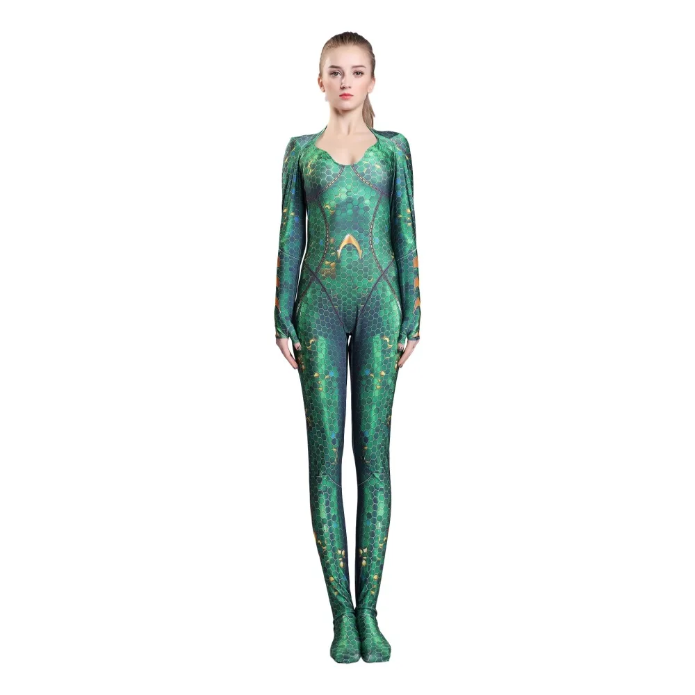 DC comic Aquaman Mera Zentai Comic-Con Halloween Saints' All Cosplay Costume tights jumpsuit adults