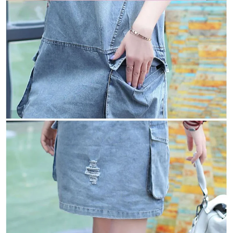 2019 Summer Denim Dress Women Vintage Short Sleeve Plus Size 4XL Jeans Dresses Loose Mini Casual Dress Vestidos European Style