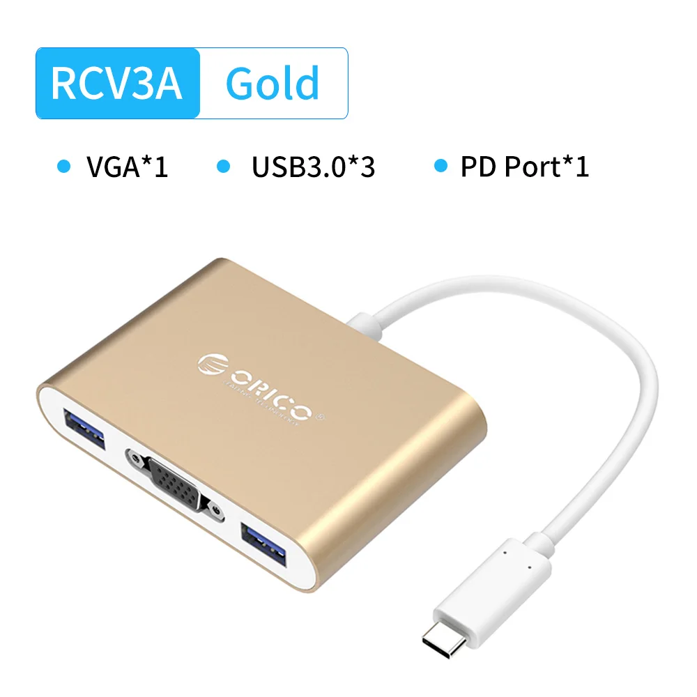 ORICO USB C концентратор тип-c к мульти USB3.0 HDMI/VGA/RJ45/SD TF кардридер разветвитель PD зарядный адаптер док-станция для ноутбука Macbook Pro