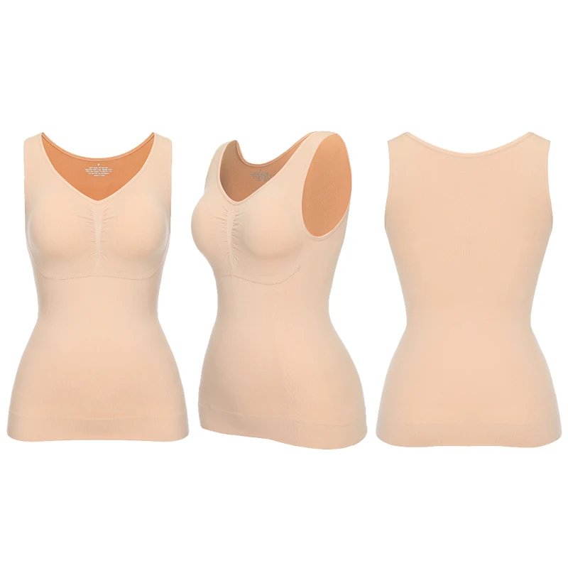 VASLANDA женский жилет для похудения, корректирующий грудь, без рукавов, топы на бретелях, съемный бюстгальтер с подкладкой приталенное, Корректирующее корсет