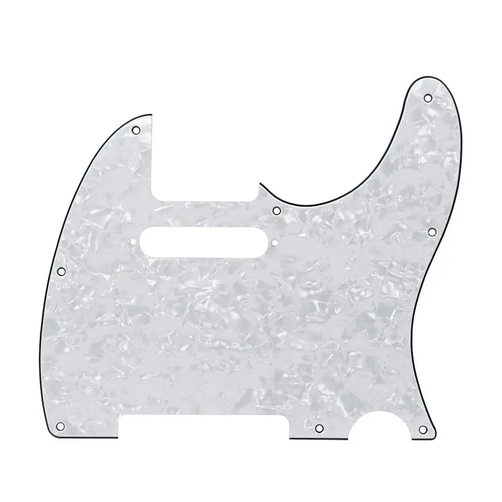 FLEOR 1 шт. электрогитара Tele Pickguard скретч пластина 8 отверстий w/звукосниматель с одинарной катушкой отверстие для США/Мексика Tele гитары аксессуары - Цвет: White Pearl 4Ply