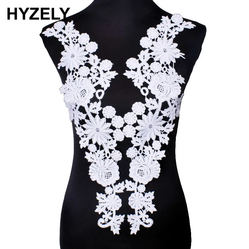 

2Pcs/Set Embroidered White Lace Neckline Collar Applique Motif Patches Scrapbooking Sewing Lace Fabric BW157