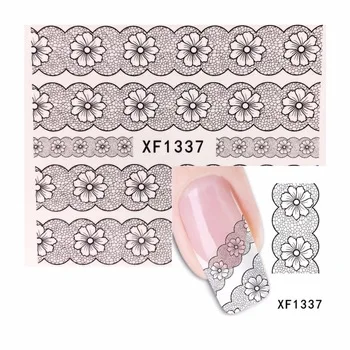 YZWLE 1 Sheet Lace Flower Designs Nail Art Water Decal Sticker Fashion Nails Tips Decoration 1337