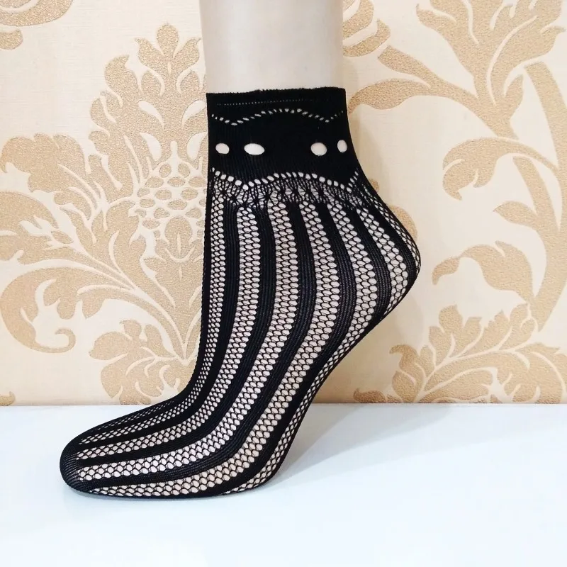 10 пар, сексуальные черные сетчатые носки в стиле панк для женщин и девочек, женские готические эластичные короткие Чулочные изделия, кружевные носки до лодыжки - Цвет: as picture