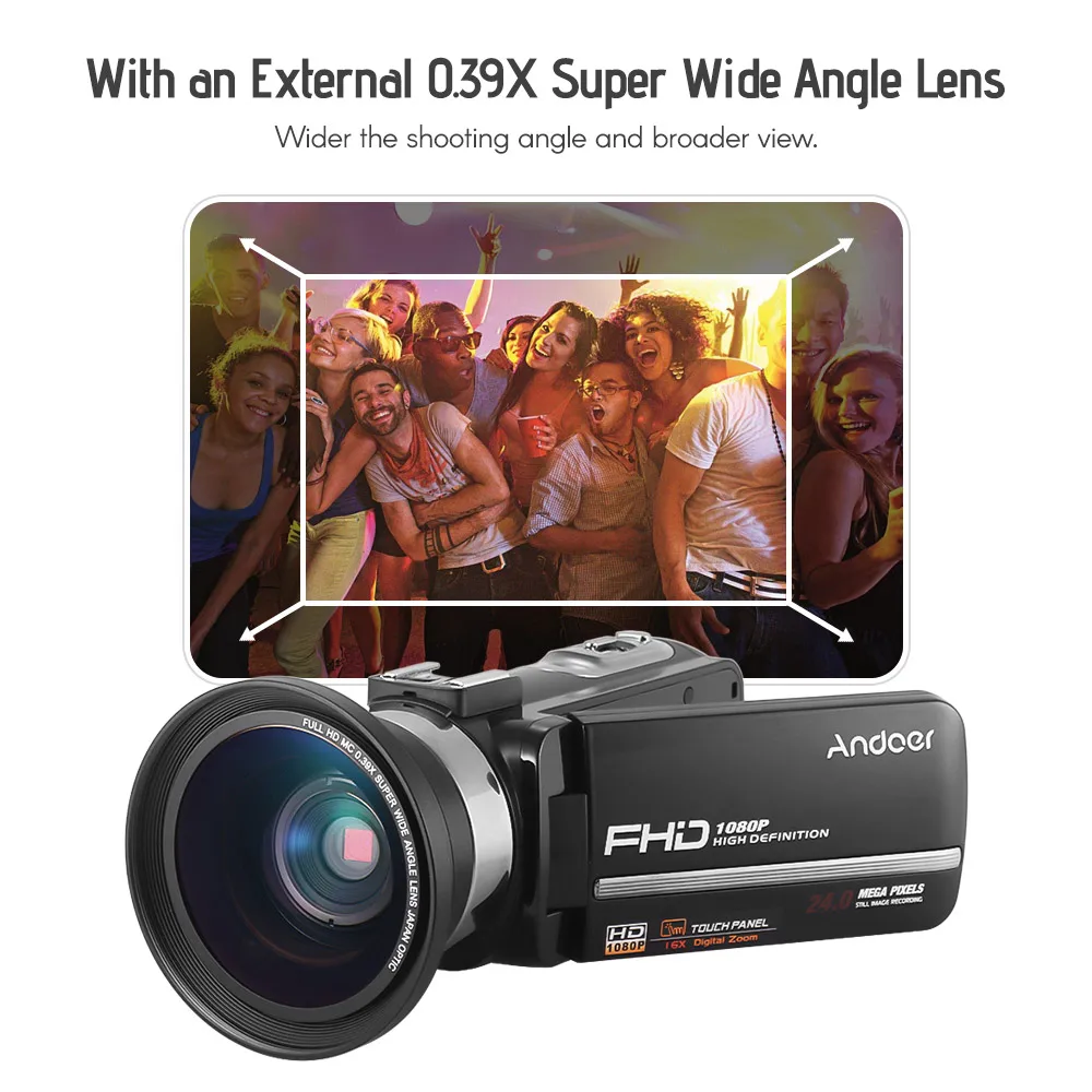 Andoer HDV-301LTRM 1080 P FHD Цифровая видеокамера DV рекордер IR Nightshot 24MP 16X цифровой зум 3,0 дюймов lcd