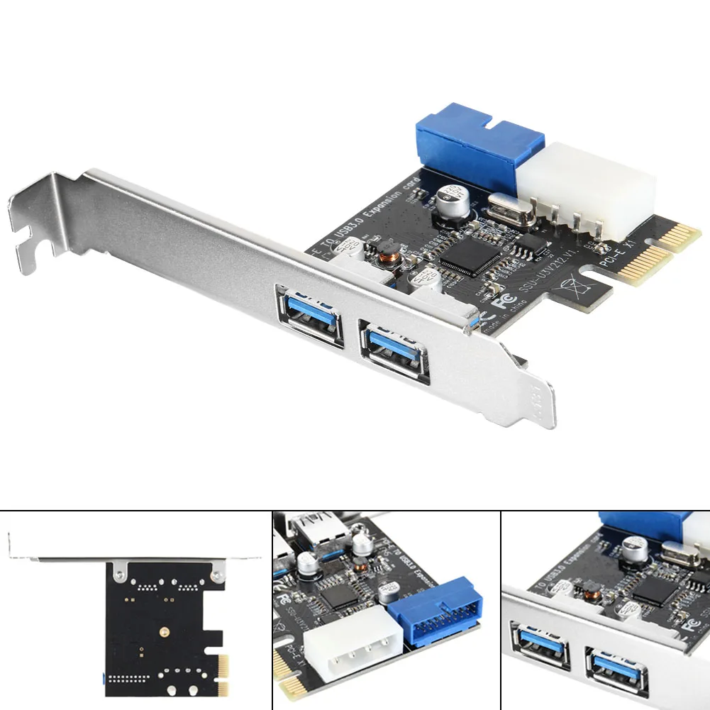 

New 2 Ports 5Gbps PCI-E to USB 3.0 Expansion Card Adapter for Win XP / 7/8/10 AC328 QJY99