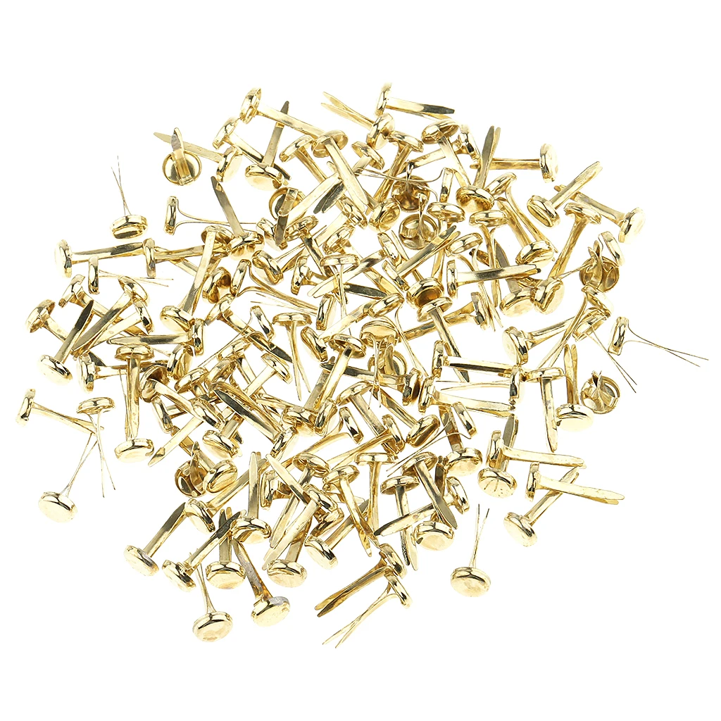 200 штук Золотой Металл Брэда бумажные крепежные детали для украшение для скрапбукинга бумага ремесло 8 мм