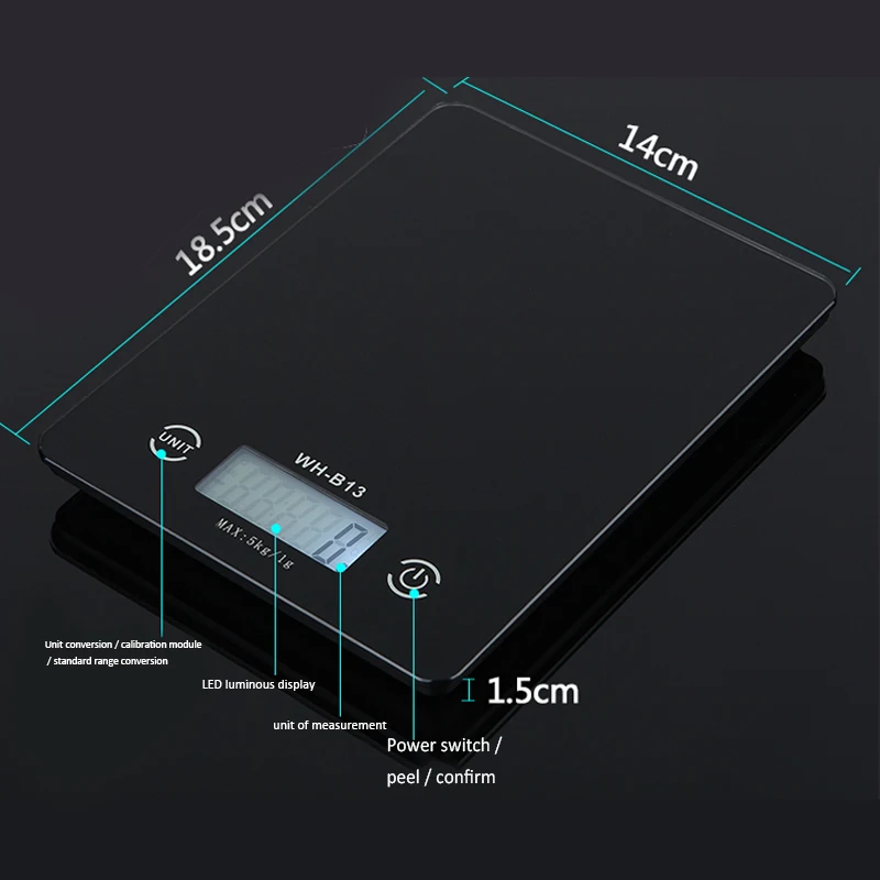 5 кг/1 г портативные весы ультратонкие светящиеся высококачественное стекло экран Кухонные весы ЖК-цифровой дисплей электронный весы