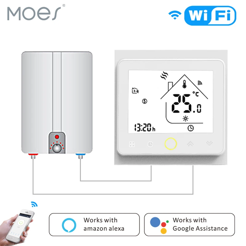 Wi-Fi термостат контроллер температуры ЖК-сенсорный экран подсветка для воды/газовый котел работает с Alexa Google Home 3A