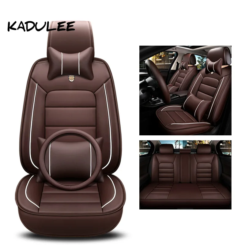 KADULEE чехол для автокресла из искусственной кожи Подходит для FIAT 500 panda BRAVO 500X Fiorino Qubo Perla/Palio Weekend/Siena/Punto/Doblo/Sedci auto - Название цвета: brown VTI