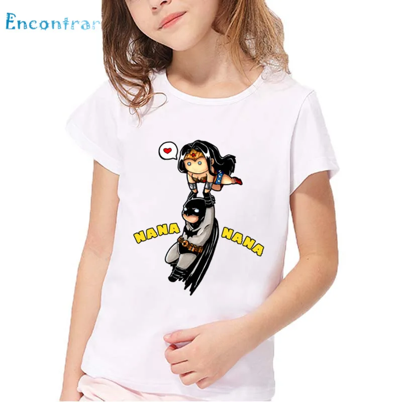 

Wonder Woman and Batman Cartoon Pattern Funny Kids T shirt Baby Girls Summer Comfortable Tops Boys Casual T-shirt,HKP5210
