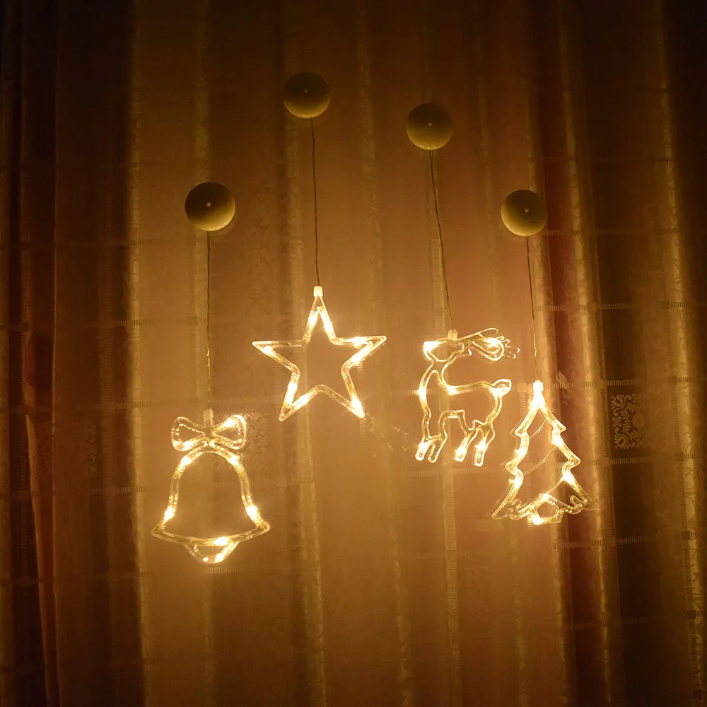 Рождественское украшение для дома, новогоднее праздничное дерево, Свадебный декор, олень, домашний Рождественский подарок, лампа на присоске для окна, ночник, светильник