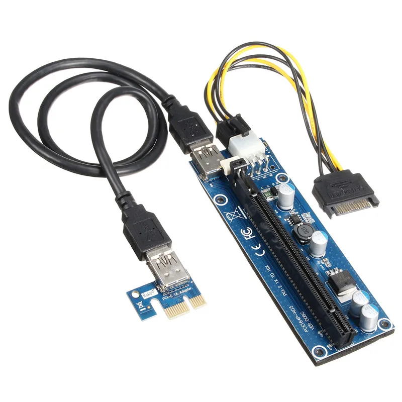 5pcs PCI-E 1x to 16x PCI E Express Graphics Card 60cm Riser Extender Adapter USB 3.0 6Pin Power Cable For Bitcoin BTC Mining 5pcs PCI-E 1x to 16x PCI E Express Graphics Card 60cm Riser Extender Adapter USB 3.0 6Pin Power Cable For Bitcoin BTC Mining