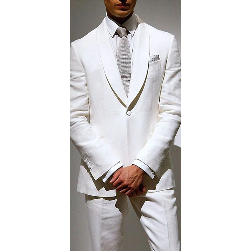 

Custom Made White Man Suit Groom Tuxedo,Bespoke Suit 1-Button Shawl Lapel White Wedding Suits For Men