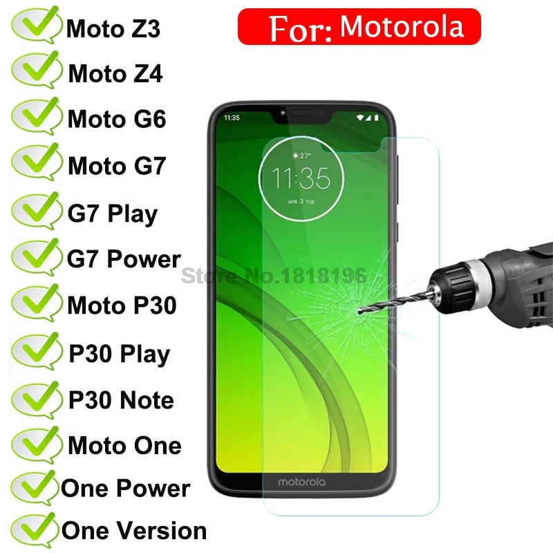 

Tempered Glass phone for Motorola Moto E5 GO Edition Z4 Play One Vision P30 Note For Moto P30 G7 Play / Power Screen Protector