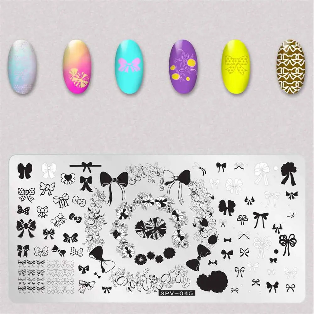 

1pc Nail Art Image Stamp Stamping Plates 6.5*12.5cm Bow flowers Butterfly Nails Templates DIY Plate Tools