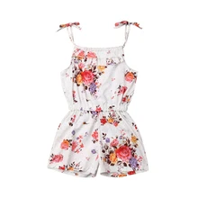 Милые комбинезоны для маленьких девочек; комбинезон без рукавов с цветочным рисунком; одежда; ползунки; хлопковый костюм для маленьких девочек