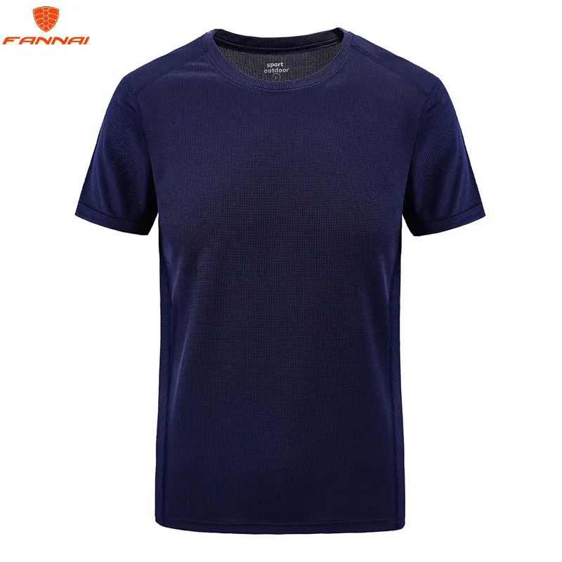 Летняя мужская быстросохнущая дышащая футболка с коротким рукавом, футболка для фитнеса, однотонная мужская футболка большого размера, футболка L-8XL