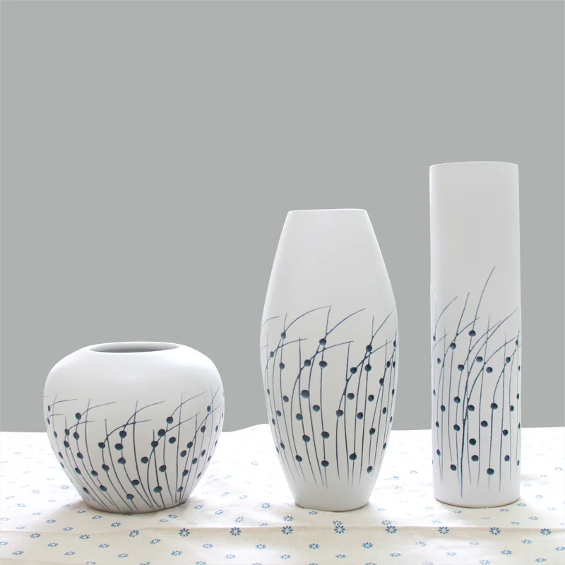 Ceramic Porcelain Tabletop Vase Set Collection (3 Pcs) with Simple