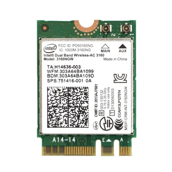 

Card for Intel 3160 3160NGW AC Dual Band Wireless AC + Bluetooth 4.0 NGFF wifi card 802.11AC dell asus sony samsung