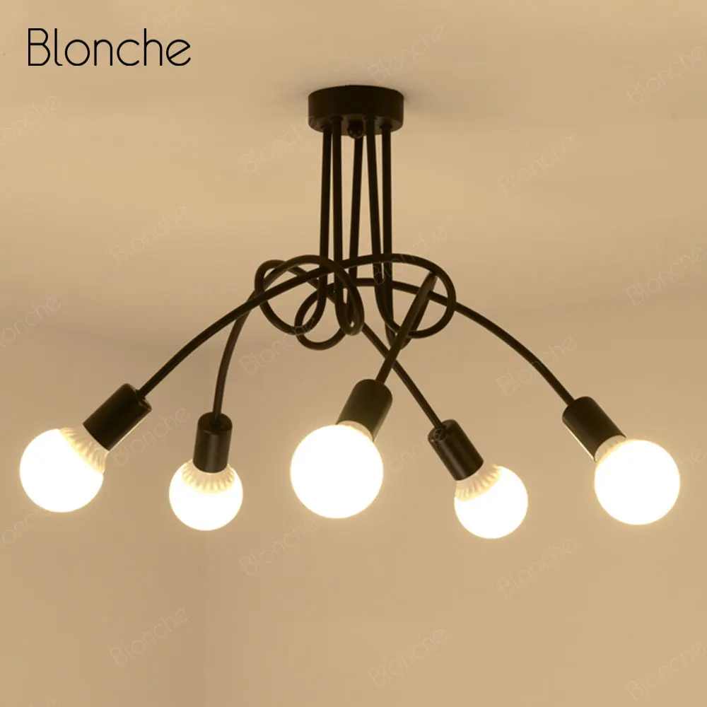 

Modern Ceiling Chandelier Lighting In The Living Room Bedroom Kitchen Led Black Industrial Hanging Lamp Vintage Loft Decor Light