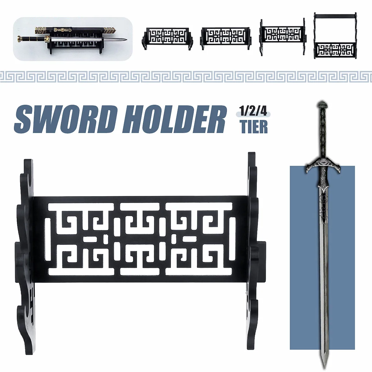 1/2/4-ярусный выставочный стенд, пластичный монтаж, меч самурая держатель катаны стенд Винтаж домашний декор деревянная вешалка настенная декоративная ремесла Дисплей кронштейн стеллаж для выставки товаров