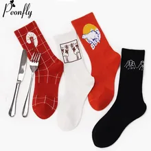 peonfly осенне- зимний моды мультфильм морепродуктов креветки схеме случайные милые смешные носки модные женские хлопок короткие женщина личности животное медведь хлопковые носки носочки корейская мода мило