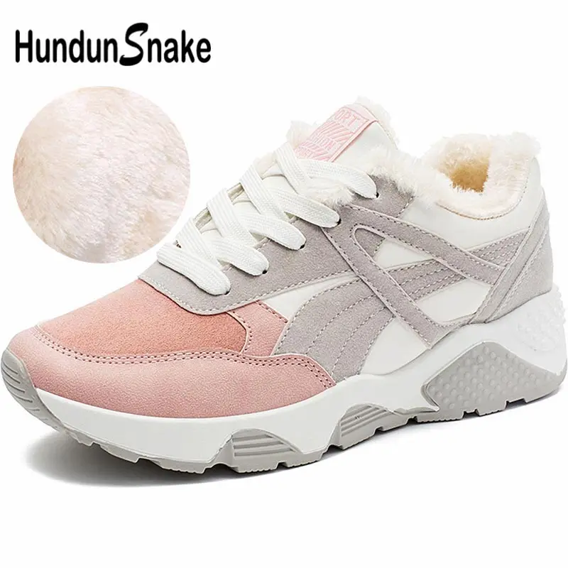 

Hundunsnake Fur Winter Sneakers For Women Sport Shoes Sports Women's Running Shoes Tennis Warm Scarpe Donna Gray Footwear A-055