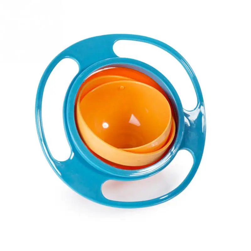 1 шт., детская миска для кормления с поворотом на 360 градусов с защитой от проливания, практичный дизайн, универсальная миска для детей - Цвет: Blue