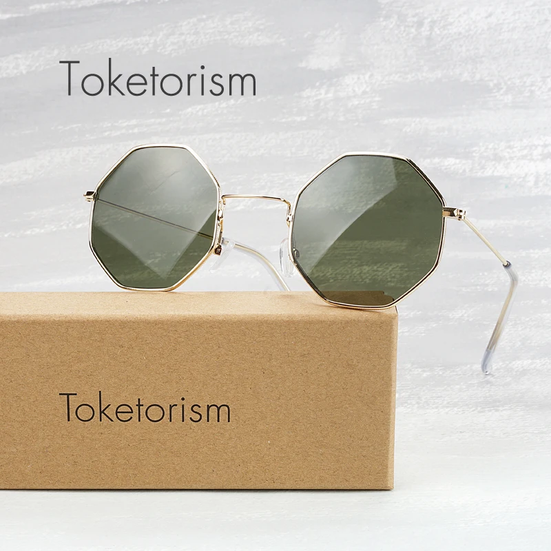 

Toketorism trend 2019 octagon sunglasses vintage women's fashion glasses metal frame 5453