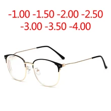 Металлические Золотые очки по рецепту, готовые очки для близорукости,, популярные оптические очки для мужчин и женщин, студенческие очки для зрения-1,0-4,0