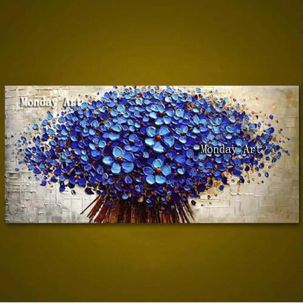 

Large 100% handmade Thick Textured picture HandPainted Palette Knife Flower Oil Painting Canvas Wall Art For Living Room Artwork