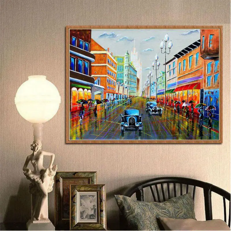 

2018 Theme Painting By Numbers Landscape Kits With Environmental Acrylic Paint and High Elastic Brush Wall Decor