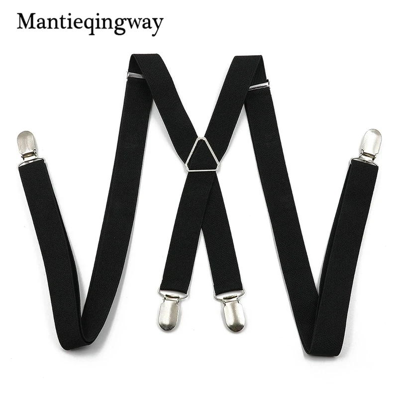Mantieqingway черные подтяжки для Для мужчин узкие Brace Бизнес брюки ремень для свадьбы подтяжки ремень